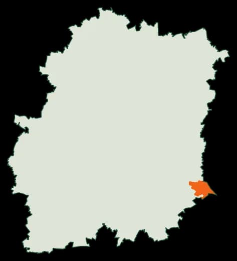 Silhouette du département Essonne, zones soumises au débroussaillement en orange